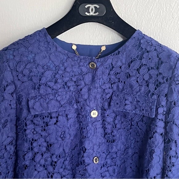 Chicos Black Label Petites Royal Blue Cropped Lace Jacket Size - Picture 11 of 13
